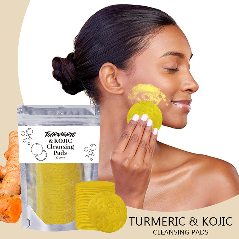 Turmeric Exfoliating Cleansing Pads Compressed Facial Sponges Skin Care Tools for Face Clogged Pores Excess Oil Cleansing