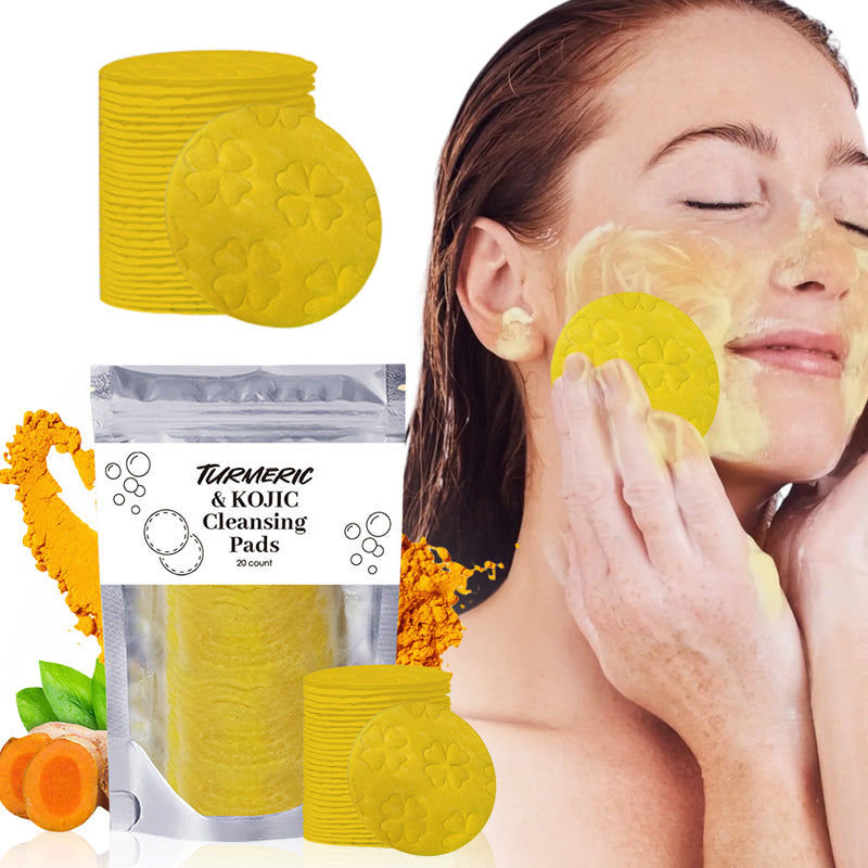 Turmeric Exfoliating Cleansing Pads Compressed Facial Sponges Skin Care Tools for Face Clogged Pores Excess Oil Cleansing