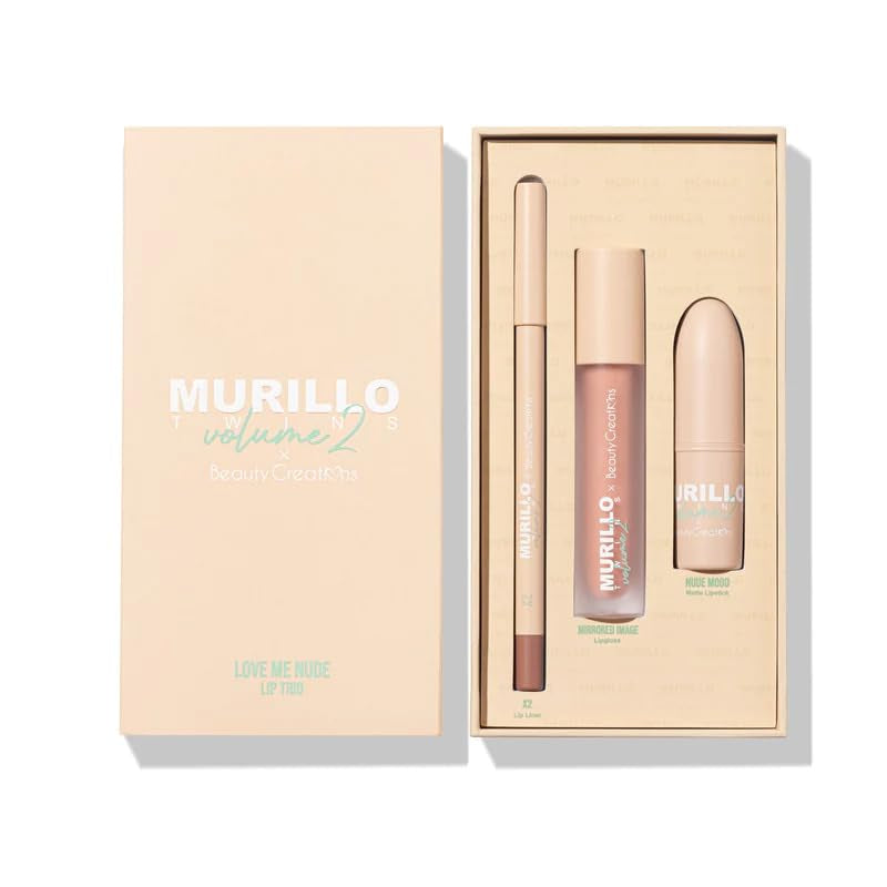 Beauty Bundle Beauty Creations X Murillo Twins Vol. 2 Love Me Nude Lip Kit & Collagen Infused Lip Mask, Long Lasting Matte Lip Liner, Lipstick & Lip Gloss