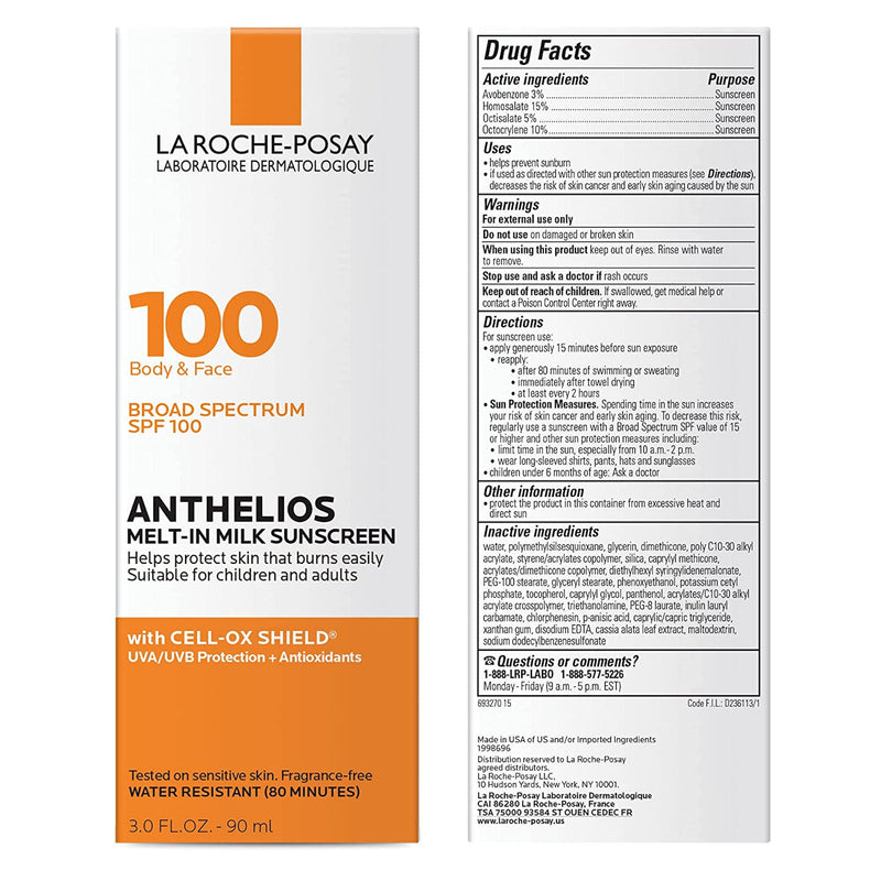 Anthelios 100 Melt-In Sunscreen Milk SPF 100 3.0 Fl Oz (90Ml)