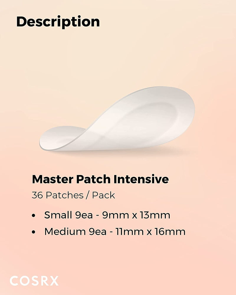 Master Patch Intensive 36 Patches | Oval-Shaped Hydrocolloid Pimple Patch with Tea Tree Oil | Quick & Easy Blemish, Zit, Spot Treatment | Salicylic Acid & Tea Tree Oil | Korean Skin Care