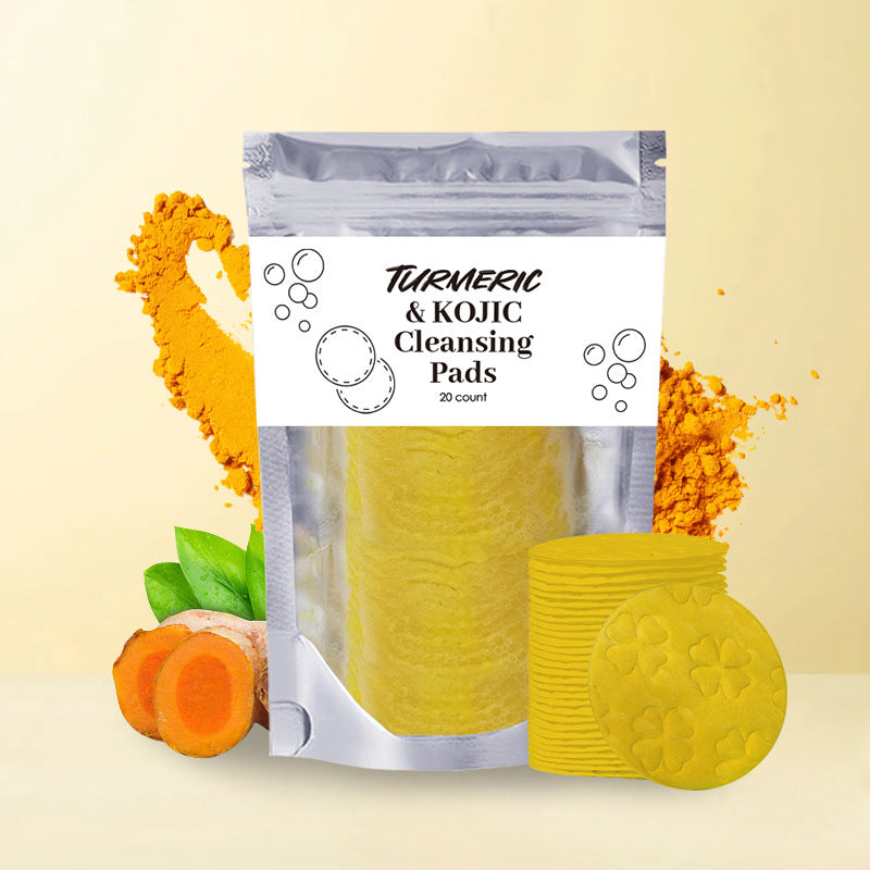 Turmeric Exfoliating Cleansing Pads Compressed Facial Sponges Skin Care Tools for Face Clogged Pores Excess Oil Cleansing