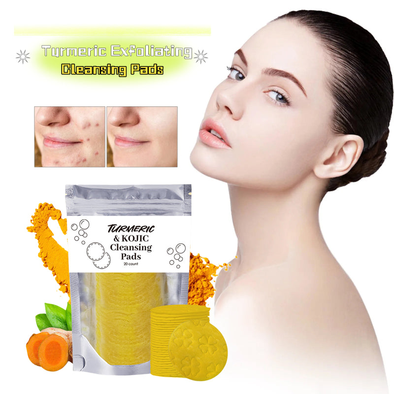 Turmeric Exfoliating Cleansing Pads Compressed Facial Sponges Skin Care Tools for Face Clogged Pores Excess Oil Cleansing