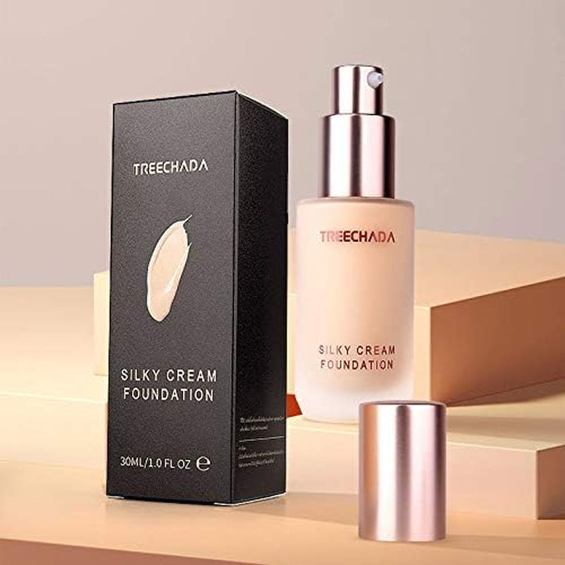 Thailand Tree-Chada Silky Cream Foundation Cover All Foundation, Full Coverage Foundation Oil Cover Liquid Foundation, 30Ml (1 Light)