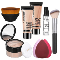 Foundation Set Natural Foundation Foundation Full Coverage Face Primer Kabuki Brush Foundation Brush Makeup Sponge Makeup Foundation Kit